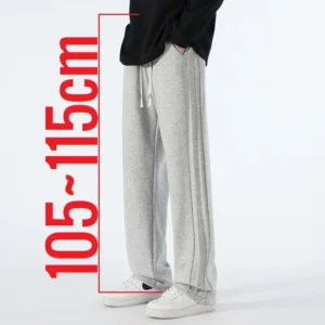 190cm Auntumn Men's Tall Pants Cotton Straight Fit Trousers Teeneeger Male Drawistring Extra Long Length 110 115 Cm Lengthened