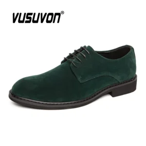 Fashion Winter Suede Leather Green Men Derby Shoes Oxford Casual Classic Black Sneakers Comfortable Footwear Dress Flats