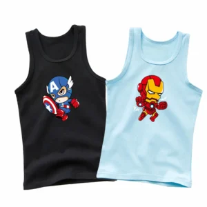 Baby Boys Summer Sleeveless T-shirt Cartoon Hero Vest 2pcs Sets Children Thin Cotton Undershirt Sports Tank Tops 3-12Y