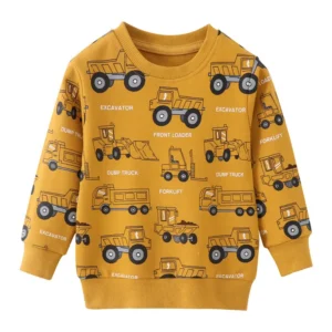 Jumping Meters New Arrival Hot Selling Boys Sweatshirts Cartoon Cars Print Long Sleeve Toddler Kids Costume Autumn Children's