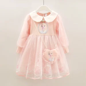 2025 New Elsa Princess Dress Girls Dress Spring Dress  Party Long-sleeved Children's Western Style Disney Frozen Formal Dress