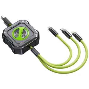 Oatsbasf 3 in 1 Charging Cable Retractable USB Charge Cable with Lightning &Type C & Micro USB Multiple Phone Fast Charger Cord