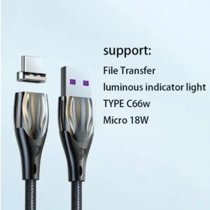 5A Fast Charging Magnet Data Cable Charger Magnetic Usb Metal Fast Charge 2 in 1 TYPE C Micro Usb Connector
