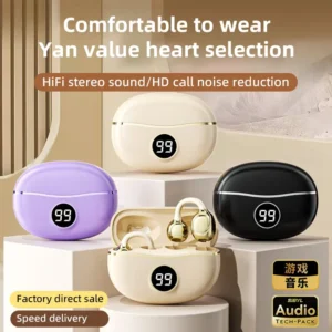 Wireless Headphones Fone Bluetooth Headset With Mic Handsfree Noise Canceling Earphones Clip Ear Music  Sports Gaming Earplug