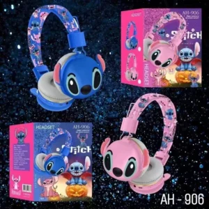 New Disney Stitch Bluetooth Headphones AH-906 Wireless Earbuds HIFI Sound Foldable Headsets with Mic Anime Cartoon Kids Gifts