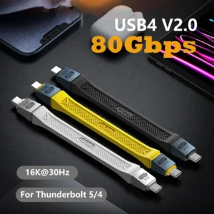 Thunderbolt 5 80Gbps USB Type C Data Cable PD 240W USB-C Fast Charging Charge Cable HD 16K Type-c Full Function Video Line