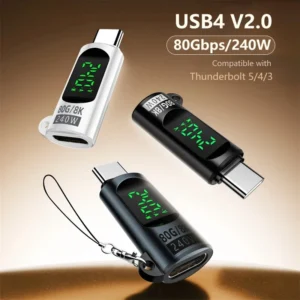80Gbps Type C OTG Adapter USB4 V2.0 Type C to Type C Converter Cable 8K@60Hz 240W Fast Charge Data Connector for Thunderbolt 5