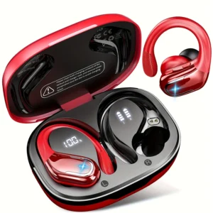 Wireless Earbuds For Running Sports Wireless Earphones With Earhooks, Dual-LED Display,Noise Cancelling Sports Headphones