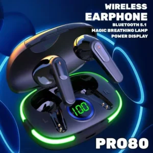 Pro80 TWS Wireless Earphones Bluetooth 5.1 Fone Headphones Sports Headset Touch Control Earbuds with Microphone for Smartphones