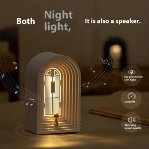 Nordic Table Lamp Vintage Bedside Light with Bluetooth Speaker USB Rechargeable for Living Room Bedroom Night Decor