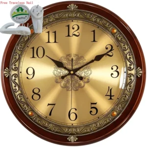 Solid Wood Silent Wall Clock, Round Classic Clocks, Vintage Clock, Living Room, Kitchen, Office, Home Decor, 12"