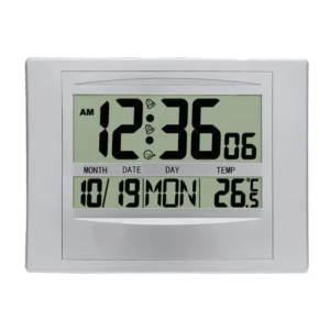 Large Digital Wall Clock TEMP Date Week Display 2 Alarms Battery Powered Snooze Table Clock 12/24H Electronic LCD Alarm Clock