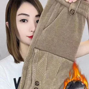 Corduroy Velvet Lined Warm Harem Ankle-length Pants Winter Thicken Women New Jogger Pantalones Casual Snow Wear Sweatpants