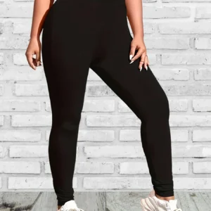 Plus Size Solid Elastic Waist Leggings Women's Solid Colour Casual Skinny Simple Comfortable Yoga Pants Leggings Fitness Pants