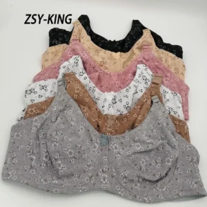 Comfortable Cotton Bras for Women C D E F Cup Full Coverage Supportive Underwear Plus Size 38-50 48 Underwire Adjustable Bh C19