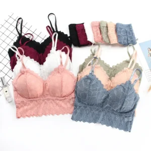 Women's Bra Set Sexy Beauty Back Tops Lace Push-up Bras and Panty Sets Wire Free Lingerie Solid Padded Intimates Underwear