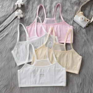 5pc/Lot Girls Training Bra Cotton Vest Tops Kids Underwear Suit 8-14 Years