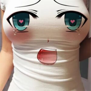3D Kawaii Anime T-Shirt – Big Eye Cartoon Unisex Tee
