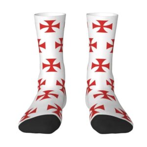 Harajuku Jerusalem Kingdom Cross 3D Printed Sports Socks – Unisex Warm Crusader Style