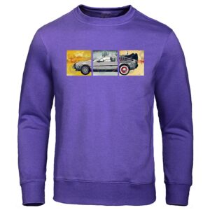 Back to the Future Men’s Hoodie Science Fiction Movie Print Loose Fit Fleece Casual Sweatshirt