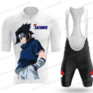 Anime Sasuke Cycling Jersey Set Akatsuki Men Bike Shirt Bib Shorts