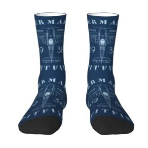 Supermarine Spitfire Crew Socks – Fighter Aircraft Novelty Dress Socks for Men & Women