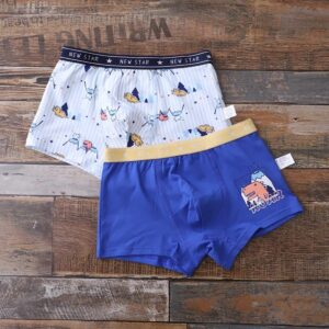 2-Pack Boys Cotton Boxer Briefs – Tiger Print Red Lucky Underwear (Ages 2–14)