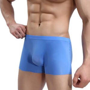 Men’s Seamless Silk Boxer Briefs – High Elastic U-Pouch Slim Fit Underwear